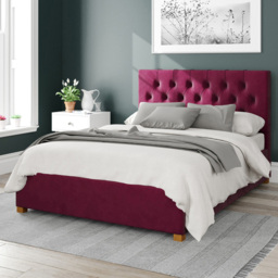 Aspire Olivier King Size Berry Plush Velvet Ottoman Bed - Purple - Aspire Beds - Wilko
