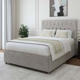 Bedmaster Double Seal Grey Naples Linen Divan Base with Lona Headboard - Wilko