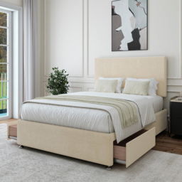 Bedmaster Single Cream Naples Linen 2 Drawer Divan Base with Valencia Headboard - Wilko - thumbnail 4