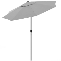 Living and Home Light Grey 24 LED Crank Lift Garden Parasol 3m - Wilko - thumbnail 4