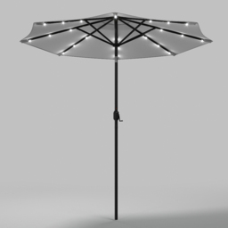 Living and Home Light Grey 24 LED Crank Lift Garden Parasol 3m - Wilko - thumbnail 3
