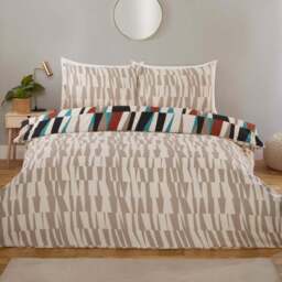 Ezra Geometric Duvet Set Beige Superking - Divante Finest - Wilko - thumbnail 4