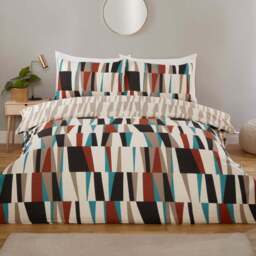 Ezra Geometric Duvet Set Beige Superking - Divante Finest - Wilko