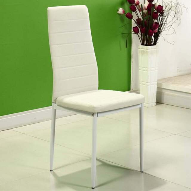 Living and Home Set of 2 White PU Leather Armless High Back Dining Chair - Wilko - image 1