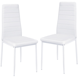 Living and Home Set of 2 White PU Leather Armless High Back Dining Chair - Wilko - thumbnail 4