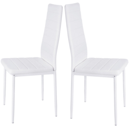 Living and Home Set of 2 White PU Leather Armless High Back Dining Chair - Wilko - thumbnail 7