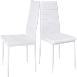 Living and Home Set of 2 White PU Leather Armless High Back Dining Chair - Wilko - thumbnail 6