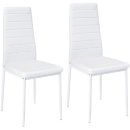 Living and Home Set of 2 White PU Leather Armless High Back Dining Chair - Wilko - thumbnail 3