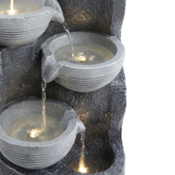 Living and Home 4 Tier LED Bowl Rockery Solar Powered Outdoor Waterfall Fountain - Size: 62 x 30 x 30cm - Grey - Wilko - thumbnail 6