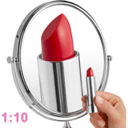 tectake Round Double Sided Vanity Mirror with 10x Magnification - Size: 31 x 2.7 x 26.5cm - Silver - Wilko - thumbnail 6