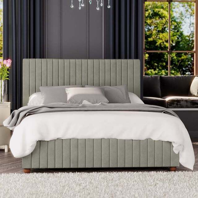 Laurence Llewelyn-Bowen Estella Single Duck Egg Plush Velvet Ottoman Bed - Green - Wilko