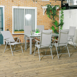 Outsunny 6 Seater Grey Garden Dining Set - Wilko - thumbnail 1