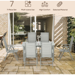 Outsunny 6 Seater Grey Garden Dining Set - Wilko - thumbnail 5
