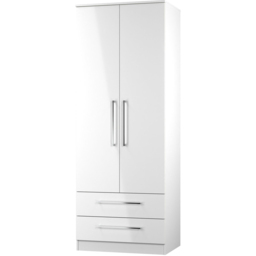 Crowndale Worcester 2 Door 2 Drawer White Wardrobe Ready Assembled - Size: 2 Door, 2 Drawer - Wilko - thumbnail 3