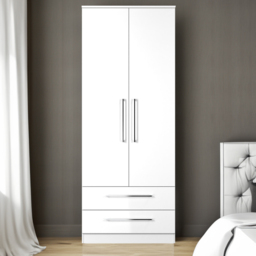 Crowndale Worcester 2 Door 2 Drawer White Wardrobe Ready Assembled - Size: 2 Door, 2 Drawer - Wilko - thumbnail 1