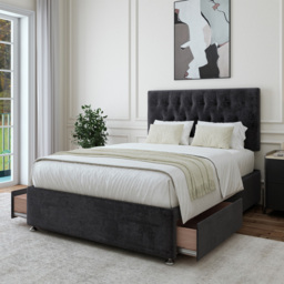 Bedmaster Single Black Naples Linen 2 Drawer Divan Base with Lona Headboard - Wilko - thumbnail 4