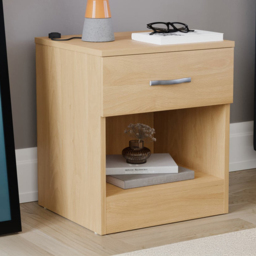 Vida Designs Riano Single Drawer Pine Bedside Table - Brown - Wilko