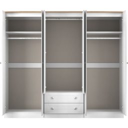 Crowndale Sussex 6 Door 2 Drawer White Ash and Bardolino Oak Tall Mirror Wardrobe Ready Assembled - White Ash & Bardolino Oak - Wilko - thumbnail 7
