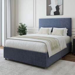 Bedmaster Single Midnight Linen 2 Drawer Divan Base with Valencia Headboard - Blue - Wilko - thumbnail 1
