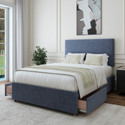 Bedmaster Single Midnight Linen 2 Drawer Divan Base with Valencia Headboard - Blue - Wilko - thumbnail 3
