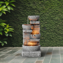 Teamson Home Peaktop Outdoor Stacked Stone Fountain - Size: 84.5 x 38.7 x 39.4cm - Grey - Wilko - thumbnail 6