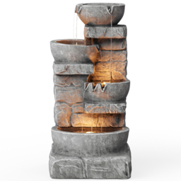 Teamson Home Peaktop Outdoor Stacked Stone Fountain - Size: 84.5 x 38.7 x 39.4cm - Grey - Wilko - thumbnail 4
