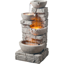 Teamson Home Peaktop Outdoor Stacked Stone Fountain - Size: 84.5 x 38.7 x 39.4cm - Grey - Wilko