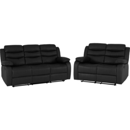 Seconique Roma 5 Seater Black PU Sofa Set - Wilko - thumbnail 3