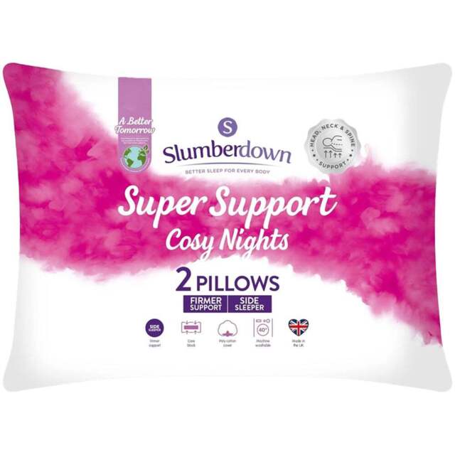 Slumberdown Cosy Nights Super Support Pillow 2 Pack - White - Wilko - image 1