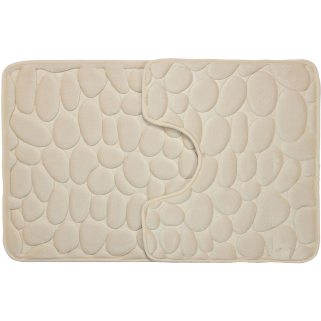 Pebble Bath and Pedestal Mat Set - Cream - Wilko