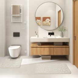 Pebble Bath and Pedestal Mat Set - Cream - Wilko - thumbnail 5