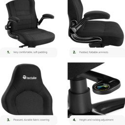tectake Springsteen Black Height Adjustable Office Chair - Size: 131.5 x 70 x 67cm - Wilko - thumbnail 7