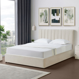 Brooklyn Evelynne King Size Beige Linen Ottoman Bed - Yellow - Wilko - thumbnail 3