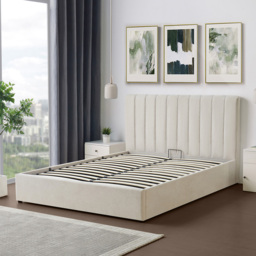 Brooklyn Evelynne King Size Beige Linen Ottoman Bed - Yellow - Wilko - thumbnail 6
