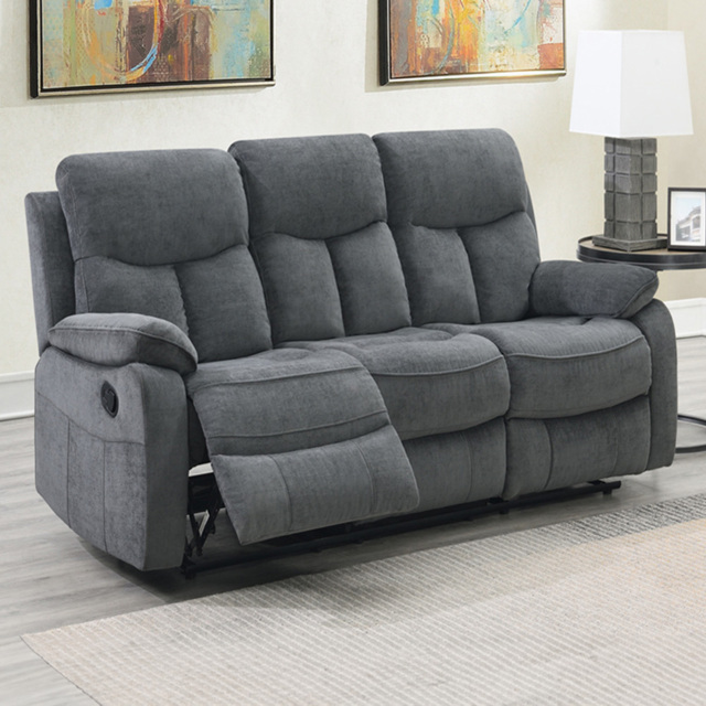 Brooklyn Farah 3 Seater Manual Recliner Sofa - Grey - Wilko - image 1
