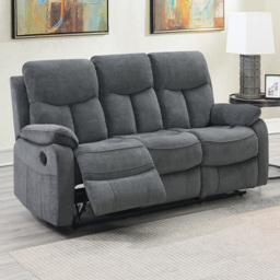 Brooklyn Farah 3 Seater Manual Recliner Sofa - Grey - Wilko - thumbnail 1