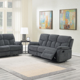 Brooklyn Farah 3 Seater Manual Recliner Sofa - Grey - Wilko - thumbnail 3