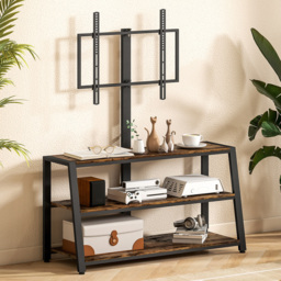 HOMCOM 3 Shelf Brown TV Stand with Swivel Bracket - Size: 135 x 41 x 108cm - Wilko