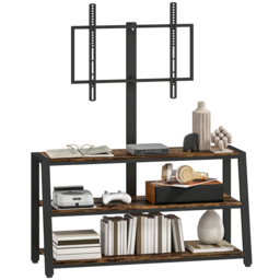 HOMCOM 3 Shelf Brown TV Stand with Swivel Bracket - Size: 135 x 41 x 108cm - Wilko - thumbnail 3