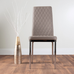 Furniturebox Arona Valera Concrete Effect 6 Seater Round Dining Set Grey Cappuccino and Chrome - Brown - Wilko - thumbnail 4
