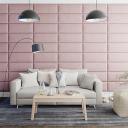 Aspire EasyMount Tea Rose Pure Pastel Cotton Upholstered Wall Mounted Headboard Panels 8 Pack - Pink - Aspire Beds - Wilko - thumbnail 4
