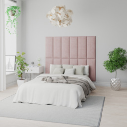 Aspire EasyMount Tea Rose Pure Pastel Cotton Upholstered Wall Mounted Headboard Panels 8 Pack - Pink - Aspire Beds - Wilko - thumbnail 5
