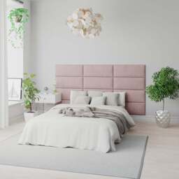 Aspire EasyMount Tea Rose Pure Pastel Cotton Upholstered Wall Mounted Headboard Panels 8 Pack - Pink - Aspire Beds - Wilko