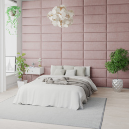 Aspire EasyMount Tea Rose Pure Pastel Cotton Upholstered Wall Mounted Headboard Panels 8 Pack - Pink - Aspire Beds - Wilko - thumbnail 3