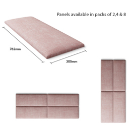 Aspire EasyMount Tea Rose Pure Pastel Cotton Upholstered Wall Mounted Headboard Panels 8 Pack - Pink - Aspire Beds - Wilko - thumbnail 6
