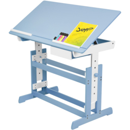 tectake 6 Drawer Blue Height Adjustable Kids Desk - Size: 94 x 55 x 109cm - Wilko - thumbnail 4