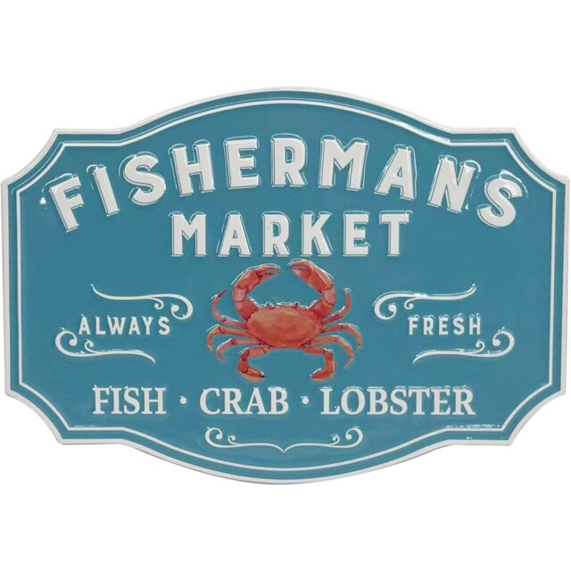 Fishermans Metal Sign Blue - Wilko - image 1