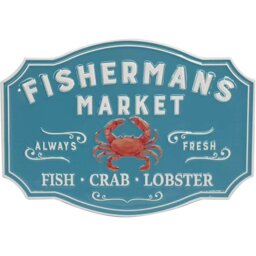 Fishermans Metal Sign Blue - Wilko