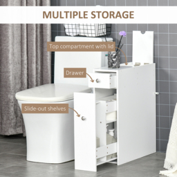 Portland 2 Drawer White Slim Floor Cabinet - Size: 17 x 48 x 58cm - Wilko - thumbnail 6