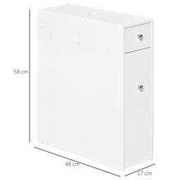 Portland 2 Drawer White Slim Floor Cabinet - Size: 17 x 48 x 58cm - Wilko - thumbnail 4